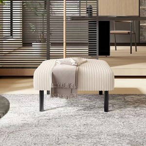 Grungis Square Ottoman Bench Foot Rest,Corduroy Fabric Ottoman Foot Stool with Soft Padded Seat for Living Room & Bedroom - 1 of 4