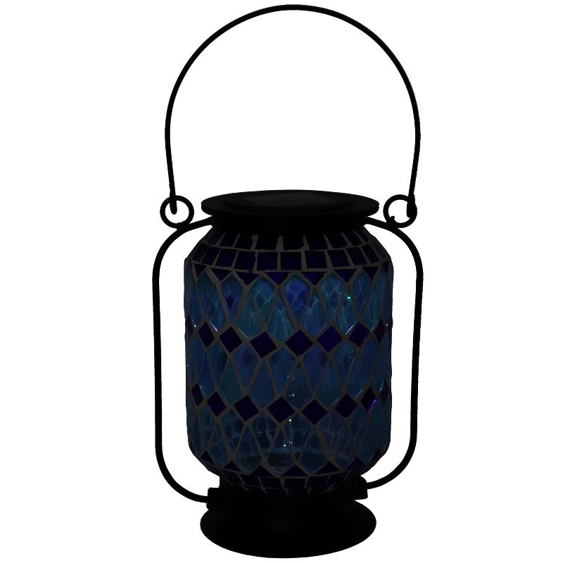 Sunnydaze Solar LED Outdoor Cool Blue Mosaic Lantern - 8.5", 5 of 13