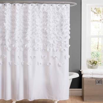Lucia Scattered Flower Textured Shower Curtain White - Lush Décor