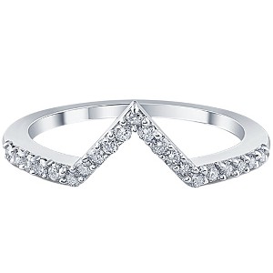 Pompeii3 1/5Ct V Shape Curved Lab Created Diamond Wedding Ring 10k White Gold - 1 of 4