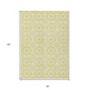 Yellow Ivory And Gray Floral Medallion Washable Indoor Outdoor Area Rug - 3 of 4