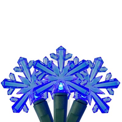 J. Hofert Co 25 Blue Snowflake LED Micro Christmas Lights - 8 ft Green Wire