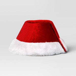 7" Velvet Mini Christmas Tree Collar with Faux Fur Trim Red/White - Wondershop™ - 1 of 3