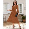 Women's V - Neck Ruffled Long Dress, Elegant Long - Sleeve Maxi Dress with Waist Accent - 2 of 4