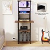 MOEPISY Record Player Stand With Extended Desktop,Large Record Player Table With Vinyl Storage,Turntable Stand，Brown - 2 of 4