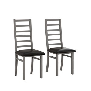 FONTOI 2 PCS Metal Dining Chair, High Back Armless Dining Chairs for Kitchen Bedroom Living Room, Gray, 18.5"*42.13"*15.6" - 1 of 4