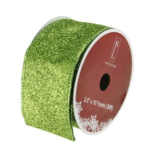 Northlight Club Pack of 12 Lime Green Solid Shimmering Wired Christmas Craft Ribbons - 2.5" x 120 Yards - 1 of 3