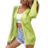 Womens Summer Lightweight Cardigan Long Sleeve Open Front Loose Beach Crochet Cover Up - 2 of 4