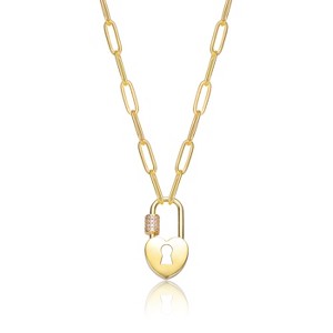 Guili 14K Gold Plated Necklace with Sparkling Cubic Zirconia Charm, adding elegance and sophistication to your daily jewelry collection. - 1 of 3