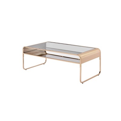 Milrix Coffee Table with Glass Top Gold - miBasics