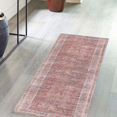 Unique Loom Nostalgia Euphoria Border Washable Indoor Flatweave Woven Area Rug