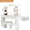 SKRAN Vanity Desk with Mirror and Lights,Makeup Vanity with 2 Drawers and 6 Storage Shelves,3 Lighting Modes Adjustable Brightness for Bedroom, White - 3 of 4