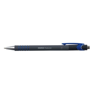Staples Postscript Retractable Ballpoint Pens Medium Point Blue Dozen(18263)