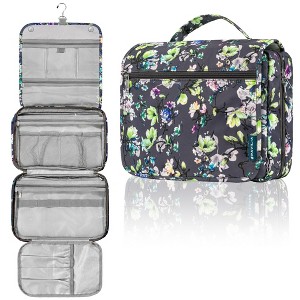 PAVILIA Hanging Toiletry Bag Women Men, Foldable Large Travel Cosmetic Organizer, Water Resistant Makeup Toiletries Essentials Kit - 1 of 4