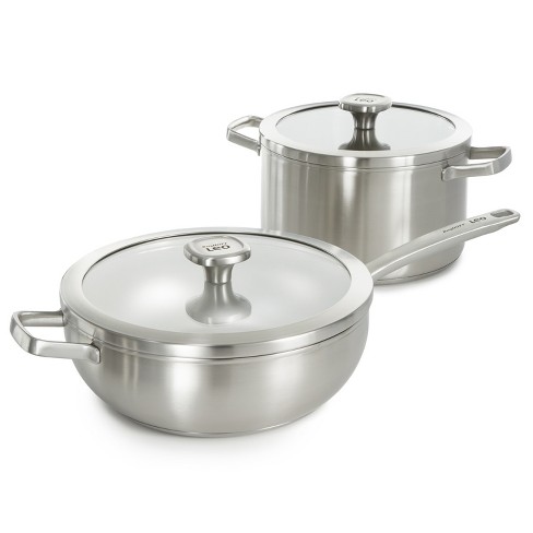 Berghoff Graphite 4pc Cookware Set With Glass Lids, Recycled 18/10  Stainless Steel : Target