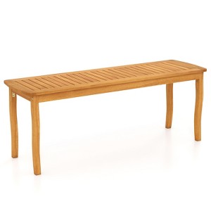 Tangkula 47" Long Patio Dining Bench w/ Slatted Seat Backless Wooden Picnic Bench - 1 of 4