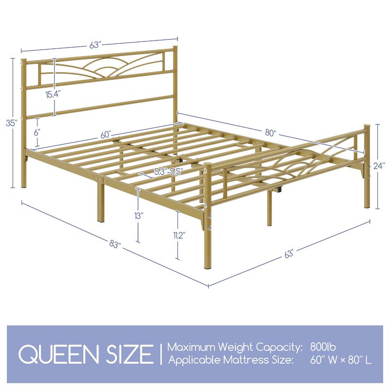 Yaheetech Metal Platform Bed Frame with Cloud-inspired Design Headboard, 3 of 8