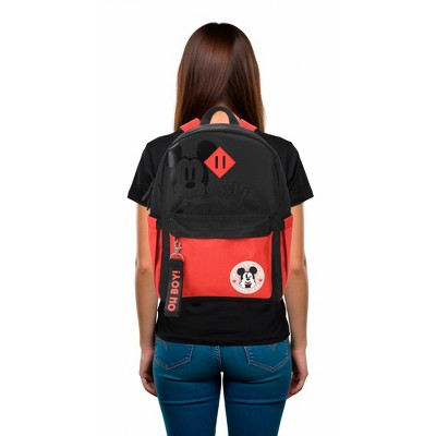 Disney Mickey Mouse Character Face 16.5" Adult Black & Orange Backpack — фото 7