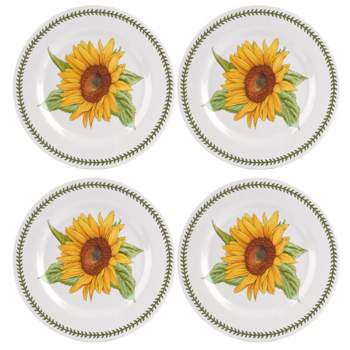 Portmeirion Botanic Garden Melamine Dinner Plates, Set of 4 - Sunflower Motif ,11 Inch