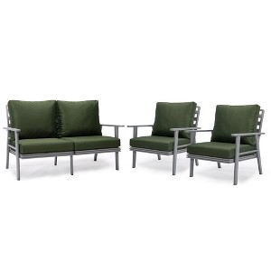 Leisuremod Walbrooke Modern 3 Piece Patio Set with Grey Aluminum Frame - 1 of 4
