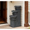 Okak 4-Tier Resin Cascading Bowls Decorative Water Fountain, Waterfall Fountain with Inner Pump Design, Freestanding Fountain for Yard, Gray - 3 of 4