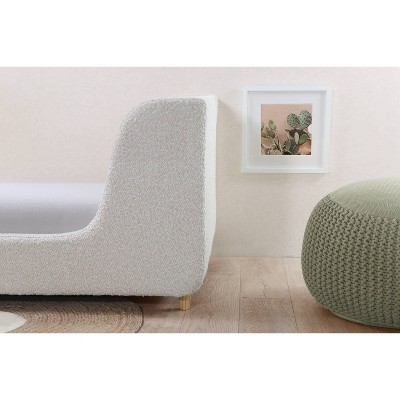 Cream Boucle Upholstered Toddler Bed with Sculpted Panels