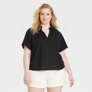 Women's Short Sleeve Popover Blouse - Universal Thread™ - 1 of 3