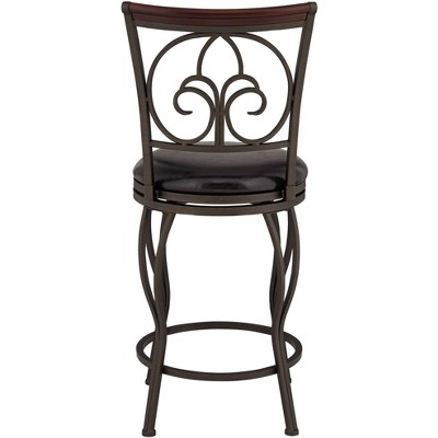 Colton Glitter Brown Swivel Bar Stools with Cushioned Seat, Set of 2