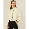 Allegra K Women's Ruffled Stand Collar Long Sleeve Chiffon Button Down Shirt - 3 of 4