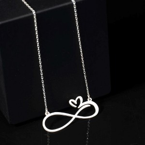 Heart Infinity Necklace, Eternal love in Sterling Silver Necklace for Women - 1 of 2