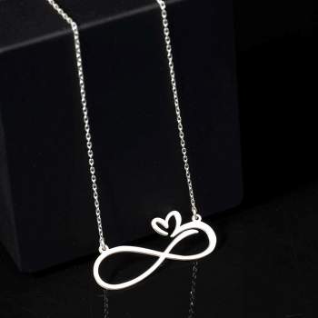 Heart Infinity Necklace, Eternal love in Sterling Silver Necklace for Women