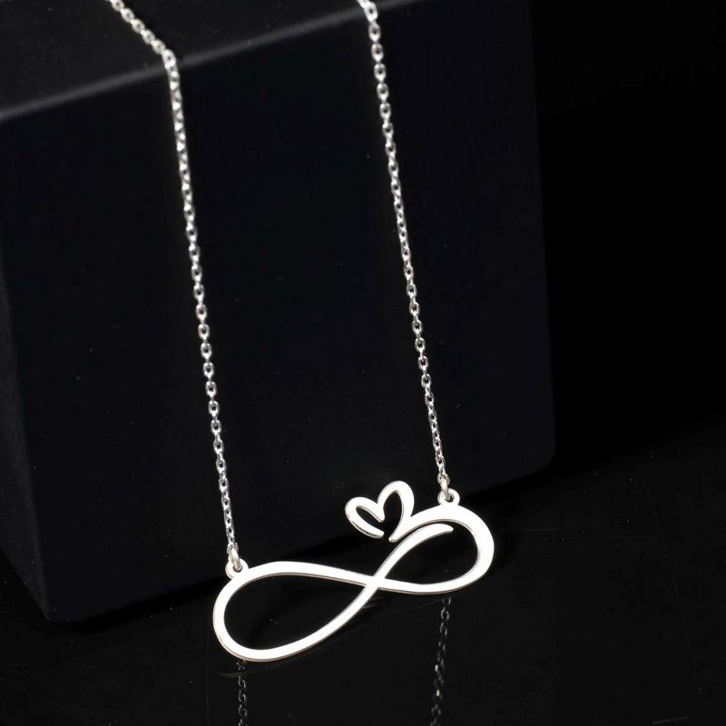 Heart Infinity Necklace, Eternal love in Sterling Silver Necklace for Women, 1 of 3