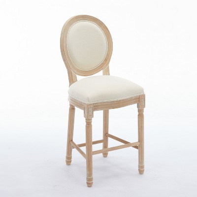 NicBex Set of 2 Bar Stools for Kitchen Island,Solid Wood Counter Bar Stools with Wood Frame,Bar Chairs for Dining Rooms,Kitchens Islands,White/Beige