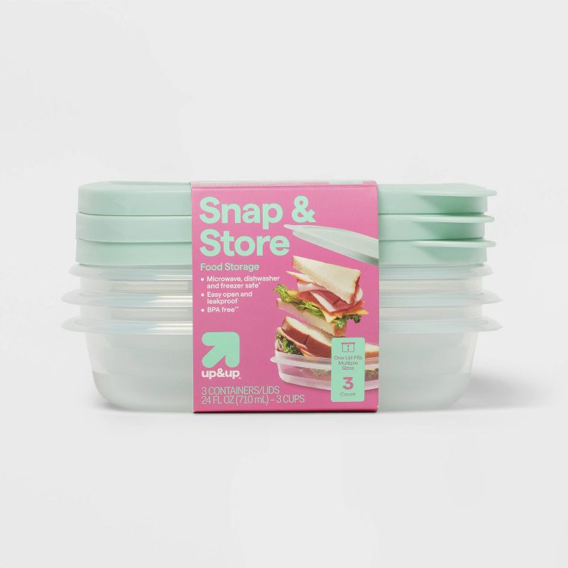 Snap &#38; Store Food Storage Containers - 24 fl oz/3ct - up &#38; up&#8482;, 1 of 4