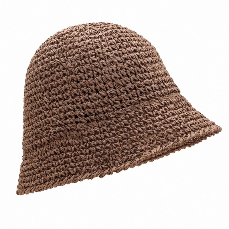 Anna-Kaci Women's Summer Bucket Hat - Lightweight Straw Sun Hat for Vacation and Beach - Brown