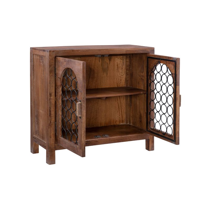 36&#34; Creswell Boho Solid Wood Console Decorative Metal 2 Door Storage Brown - Powell, 4 of 15