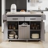 Kitchen Island with Trash Can Storage Cabinet, Kitchen Cart with Drop Leaf, Rolling Kitchen Island on Wheels with Adjustable Shelf and Drawer - 2 of 4