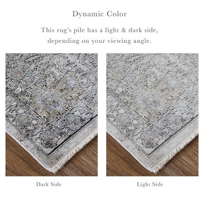 Ivory and Charcoal Rectangular Wool and Viscose Rug