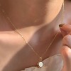 14K Gold Plated Oval Initial Necklace White Enamel Personalized Jewelry - 2 of 4