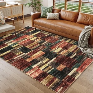 Geometric Rug Modern Washable Living Room Rug Soft Non Slip Low Pile Farmhouse Area Rugs - 1 of 4