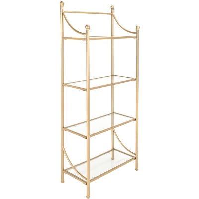 Elegant Diana 4-Tier Gold Metal & Tempered Glass Etagere