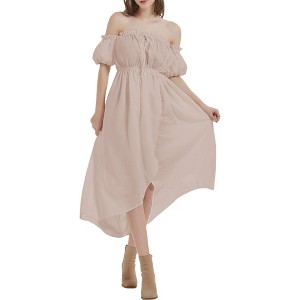 Anna-Kaci Women's Casual Boho Lantern Sleeve Off Shoulder Fairy Midi  Dress for Casual Looks - 1 of 4