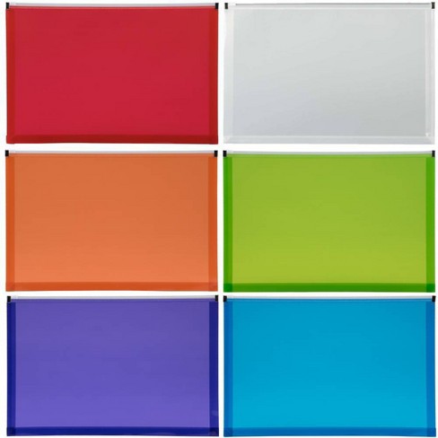 4 1/4 x 6 1/4 Open End Plastic Envelopes with Button & String - Mulitcolor  - Pack of 6