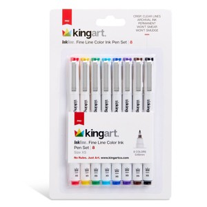 KINGART Inkline™ Fine Line Pens 8 Colors 0.45mm XS - 1 of 4