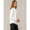 INSPIRE CHIC Women's Mandarin Collar Office Long Sleeve Button Down Shirt - 4 of 4