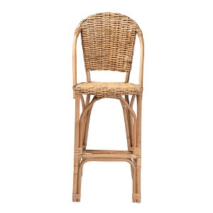 bali & pari Neola Natural Rattan Barstool Brown: Bohemian Style, Fixed Height, No Assembly Required - 1 of 4
