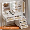 Modern Makeup Vanity Desk with Lighted Mirror, Power Outlets, Large Storage, Fluted Wood Dressing Table for Bedroom - 2 of 4
