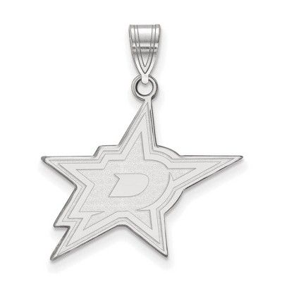 Black Bow Jewelry 14k White Gold Dallas Stars NHL Large Pendant