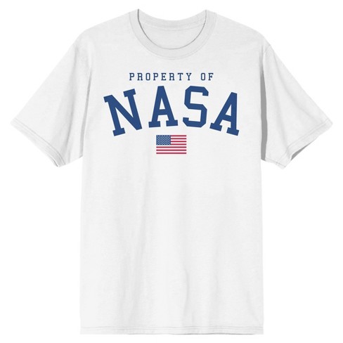 NASA Property of NASA American Flag Icon Men s White T shirt Small