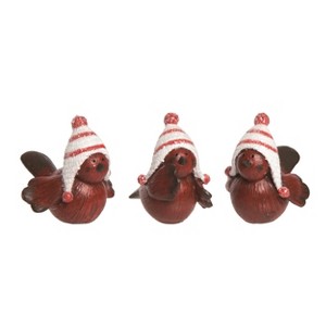 Transpac Resin Striped Hat Bird Figurine Set of 3 Christmas Home Decorations - 1 of 2